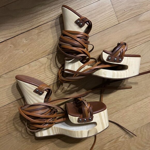 Jeffrey Campbell Maze Platform Leather Lace Up Wedges. - Picture 4 of 8